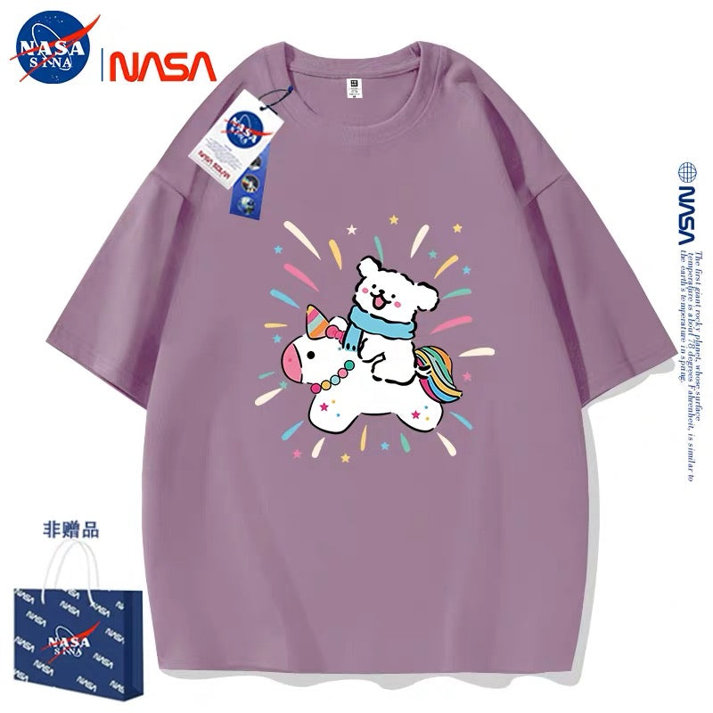 Cute Cartoon Doggie Maltese Puppy Style T-Shirt Series | Ride on Unicorn Part2 - Kawaii Fashion Items for Child & Adult Matching outfits for Parents and Children