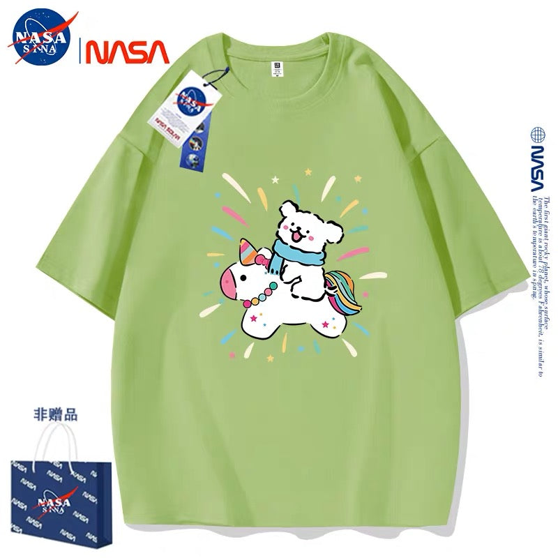 Cute Cartoon Doggie Maltese Puppy Style T-Shirt Series | Ride on Unicorn Part2 - Kawaii Fashion Items for Child & Adult Matching outfits for Parents and Children