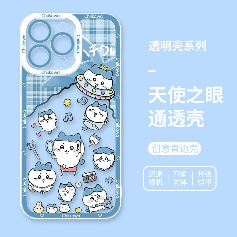 Japanese Cartoon ChiiKawa UFO Version Clean Case | Chiikawa Hachiware Usagi Momonga - iPhone Case PLUS SE2 XS XR X 11 12 13 14 15 16 16e 17 17e Pro Promax 12mini 13mini
