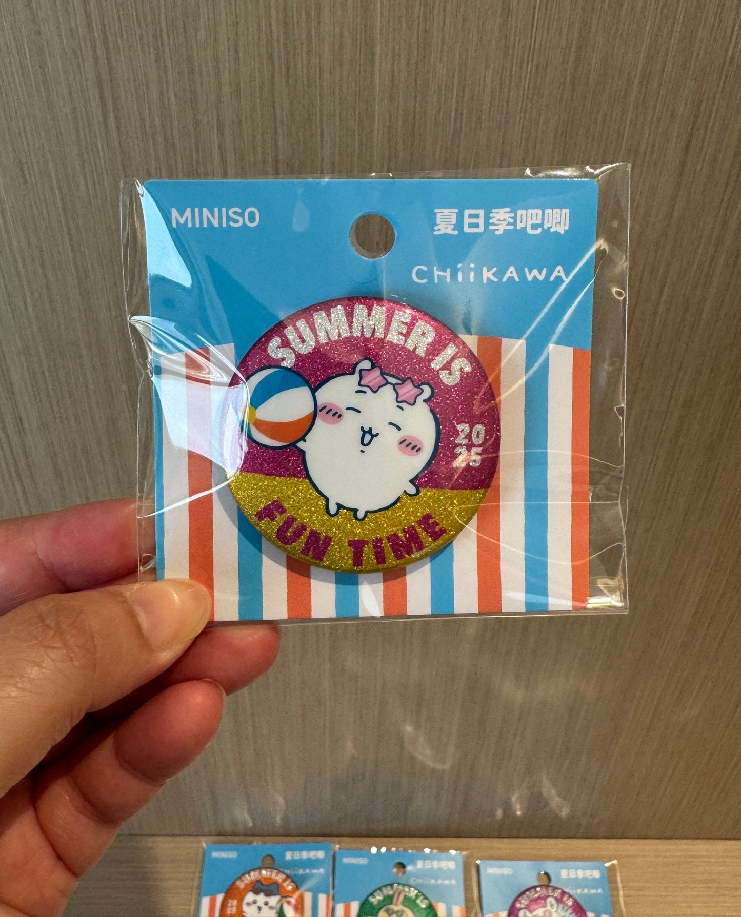 ChiiKawa X Miniso Hot Summer Series | ChiiKawa Hachiware Usagi Momonga Kurimanju Rakko Shisa Summer Time Badge - Kawaii Items Room Decoration