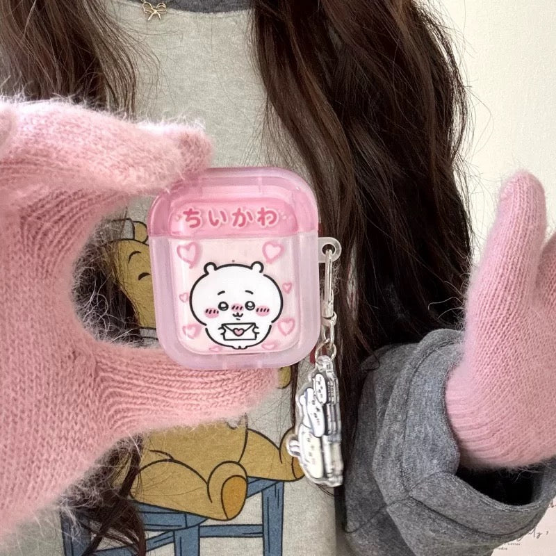 Japanese Cartoon ChiiKawa Lovely Day | Chiikawa Hachiware Usagi Pink Blue Yellow with Keychain - AirPods AirPodsPro AirPods3 AirPods4 Case WinnieTheBirds Toy Shop
