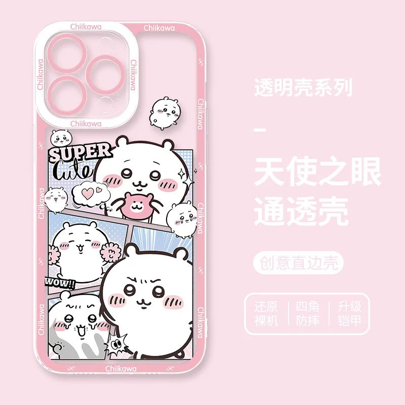 Japanese Cartoon Comic Outing Version | Chiikawa Hachiware Usagi Momonga - iPhone Case PLUS SE2 XS XR X 11 12 13 14 15 16 16e 17 17e Pro Promax 12mini 13mini