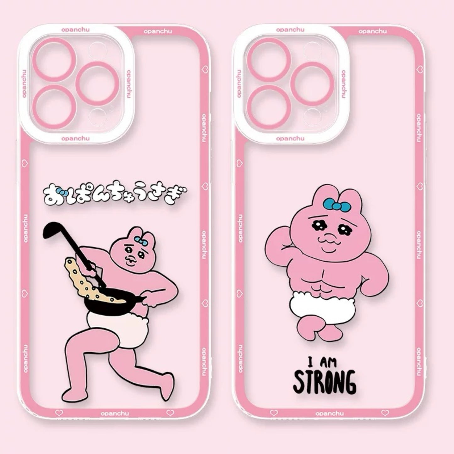 Cute Japanese Character Opanchu Usagi | Cooking I am Strong - iPhone Case PLUS SE2 XS XR X 11 12 13 14 15 16 16e 17 17e Pro Promax 12mini 13mini