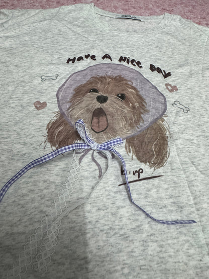 Korean Fashion Cute Animals Style T-Shirt Series | Poodle Have A Nice Day - Kawaii Fashion Items