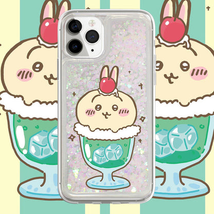 Japanese Cartoon Chiikawa Ice Cream Cup | ChiiKawa Hachiware Usagi Glitter QuickSand iPhone Case 6 7 8 PLUS SE2 XS XR X 11 12 13 14 15 16 Pro Promax 12mini 13mini WinnieTheBirds Toy Shop