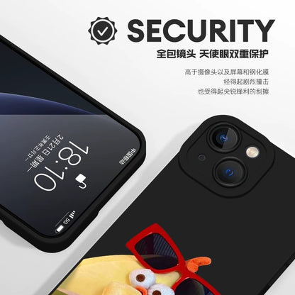 Lovely Chicken Fat Dundun Cat Eye Liquid Shell Phone Case | Yellow & Black Chick with Coconut 4 Colour - iPhone Case PLUS SE2 XS XR X 11 12 13 14 15 16 16e 17 17e Pro Promax 12mini 13mini