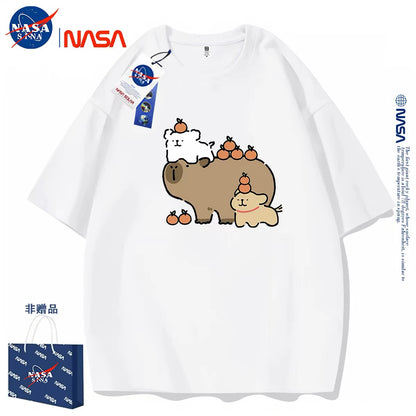 Cute Cartoon Doggie Maltese Puppy Style T-Shirt Series | Maltese Play with Capybara Part1 - Kawaii Fashion Items for Child & Adult Matching outfits for Parents and Children