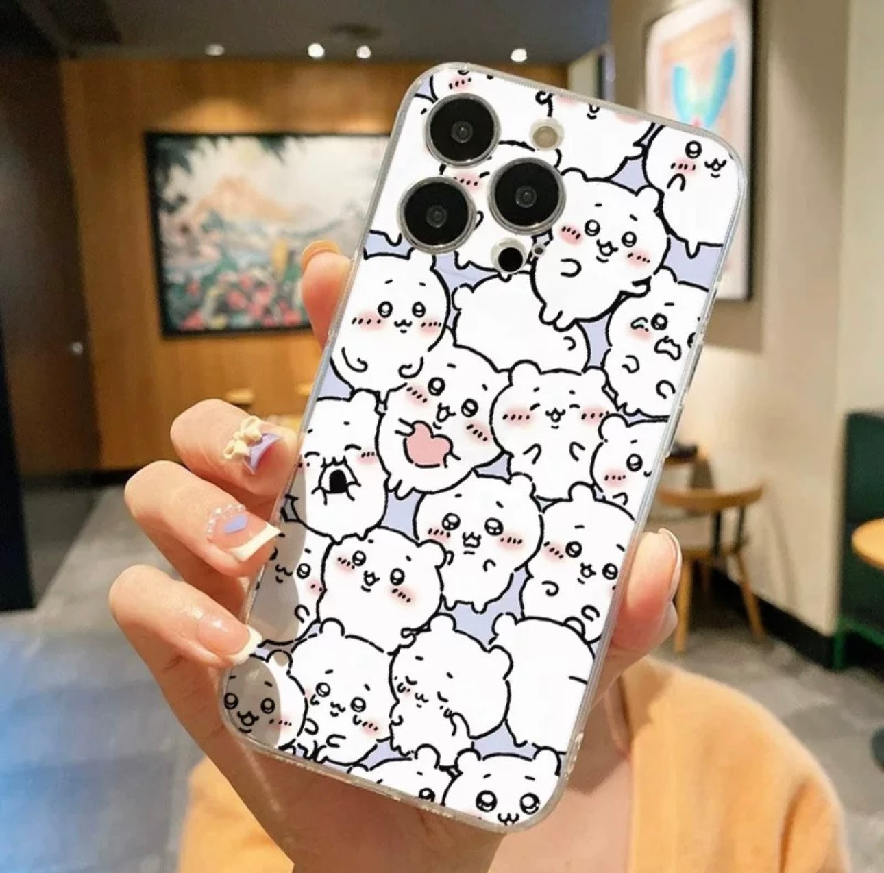 Japanese Cartoon Fun Full Screen ChiiKawa Hachiware Usagi Momonga Rakko - iPhone Case 11 12 13 14 15 Pro Promax WinnieTheBirds Toy Shop