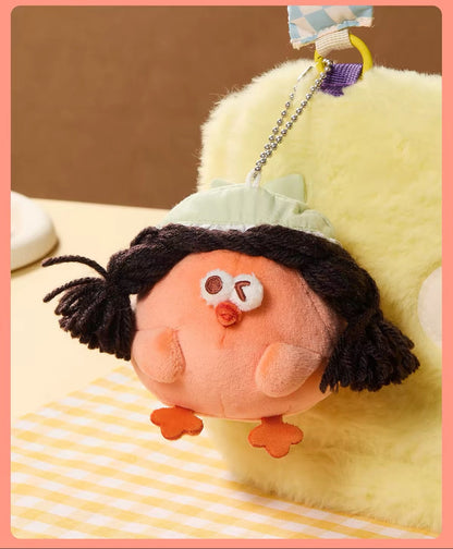 ラブリー チキンファット ダンダン ぬいぐるみキーホルダー | スイートスポットベーカリーシリーズ ヒヨコ - 子供用ギフト 動物ミニぬいぐるみ