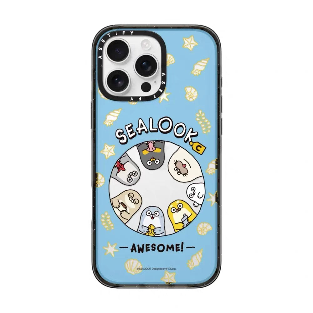 Lovely Seal Sealook Clear with Transparent Black Frame Phone Case | Part2 Daily in Polar Ocean 6 Styles - iPhone Case 12 13 14 15 16 17 18 Pro Promax