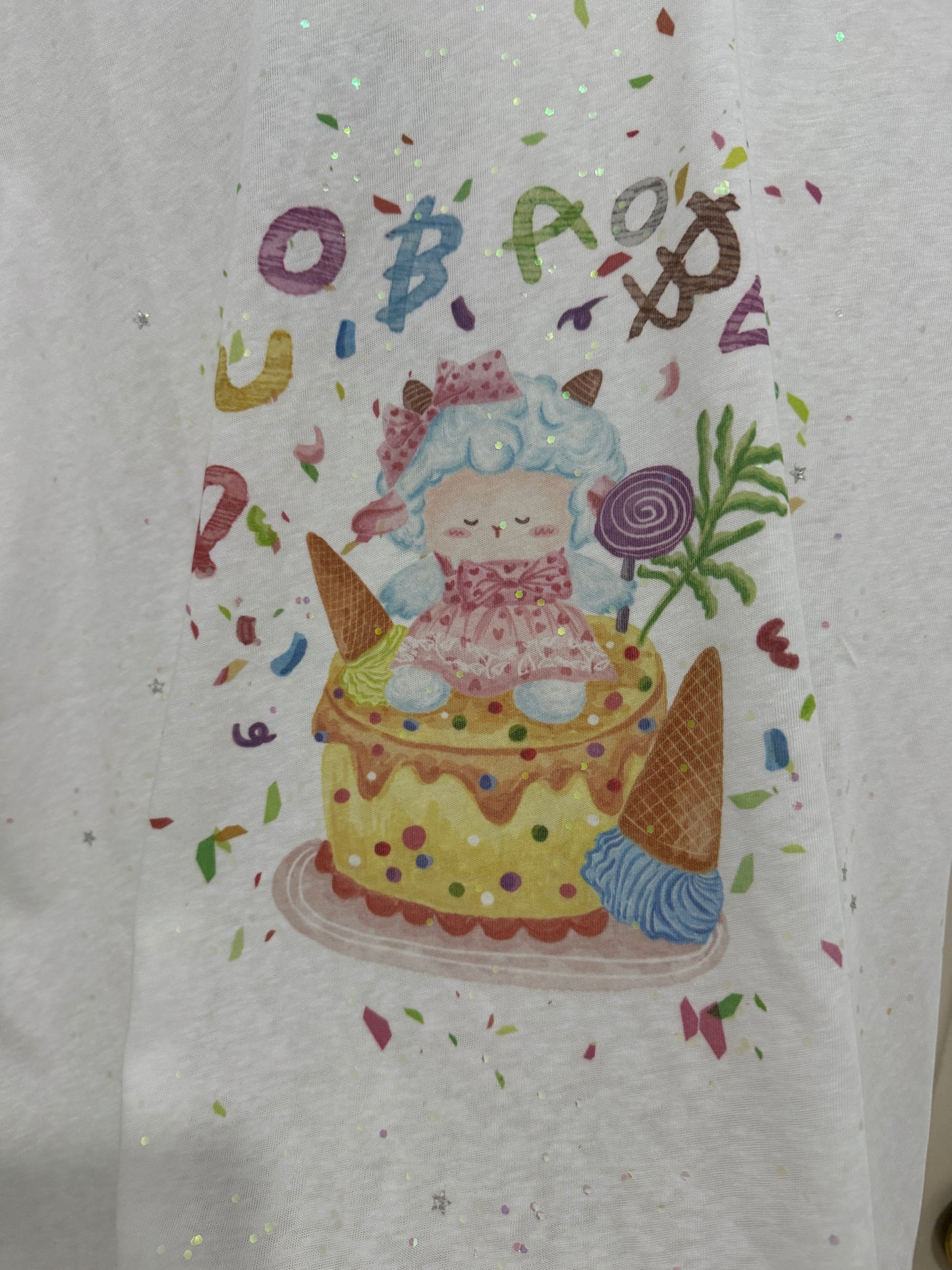 Korean Fashion Cute Animals T-Shirt Series | Bling Bling Party Cake with Sheep - Kawaii Fashion Items