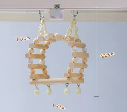 12x20cm Original Wooden Bridge Swings with Stars | Handmade Bird Toys Organic Bird Cages Accessories