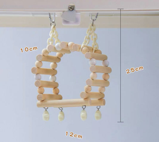 12x20cm Original Wooden Bridge Swings with Stars | Handmade Bird Toys Organic Bird Cages Accessories