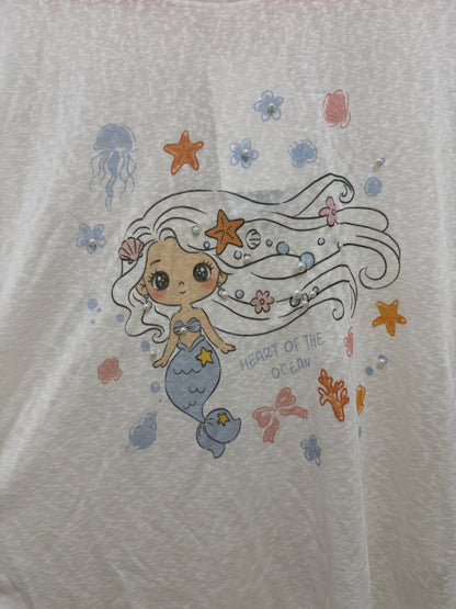 Korean Fashion Cute Animals Style Long-sleeved Sun Protection T-Shirt Series | Little Girl Yuk Mermaid with Pearl change colour under Sun- Kawaii Fashion Items