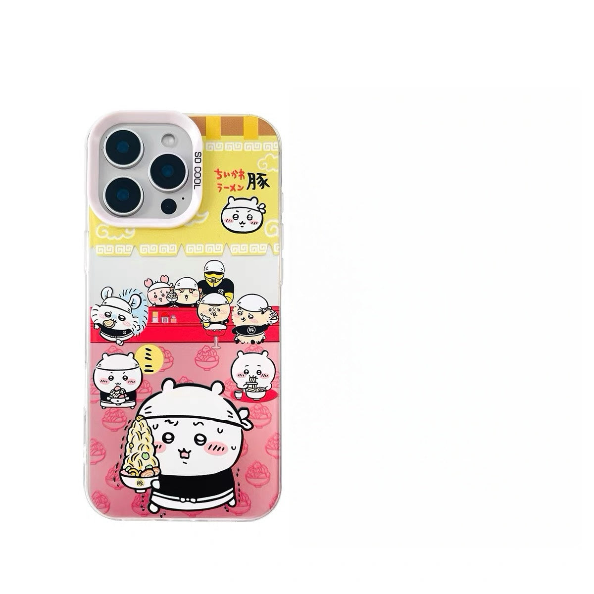 Japanese Cartoon ChiiKawa Pork Ramen Restaurant Laser Case | ChiiKawa Hachiware Usagi Momonga - iPhone Case 11 12 13 14 15 16 16e 17 17e Pro Promax