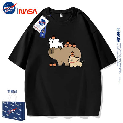Cute Cartoon Doggie Maltese Puppy Style T-Shirt Series | Maltese Play with Capybara Part1 - Kawaii Fashion Items for Child & Adult Matching outfits for Parents and Children