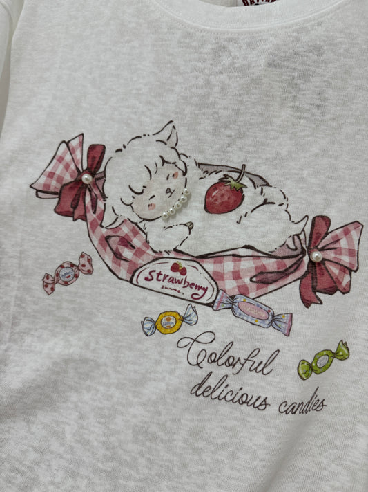 Korean Fashion Cute Animals Style T-Shirt Series | Sheep with Sweets - Kawaii Fashion Items