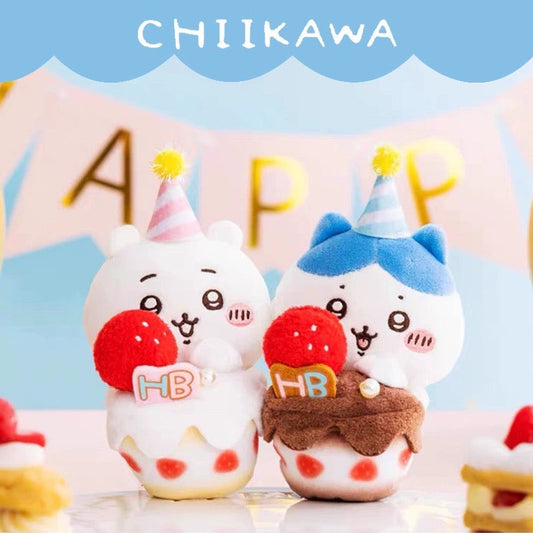 Japan ChiiKawa Happy Birthday Series | Birthday Cake ChiiKawa Hachiware - Mini Plush Doll keychain WinnieTheBirds Toy Shop