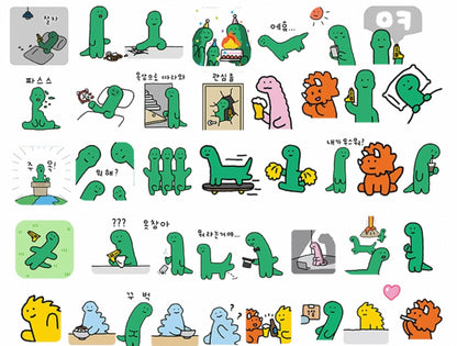 Set of 40 Pieces Cute Little Dinosaur Joguman | Stickers A - DIY Journal Craft Diary Art Scrapbook Laptop Luggage Decal Cute Animal Pack