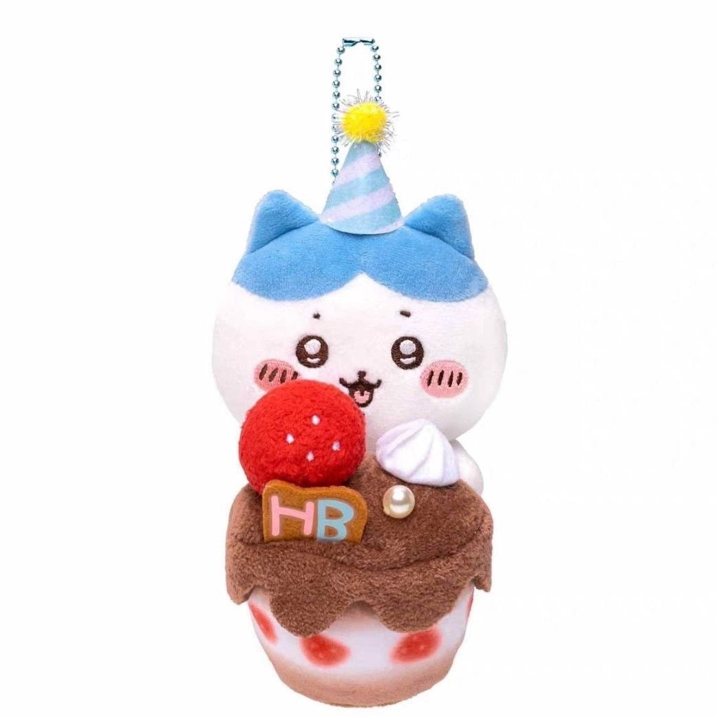 Japan ChiiKawa Happy Birthday Series | Birthday Cake ChiiKawa Hachiware - Mini Plush Doll keychain WinnieTheBirds Toy Shop