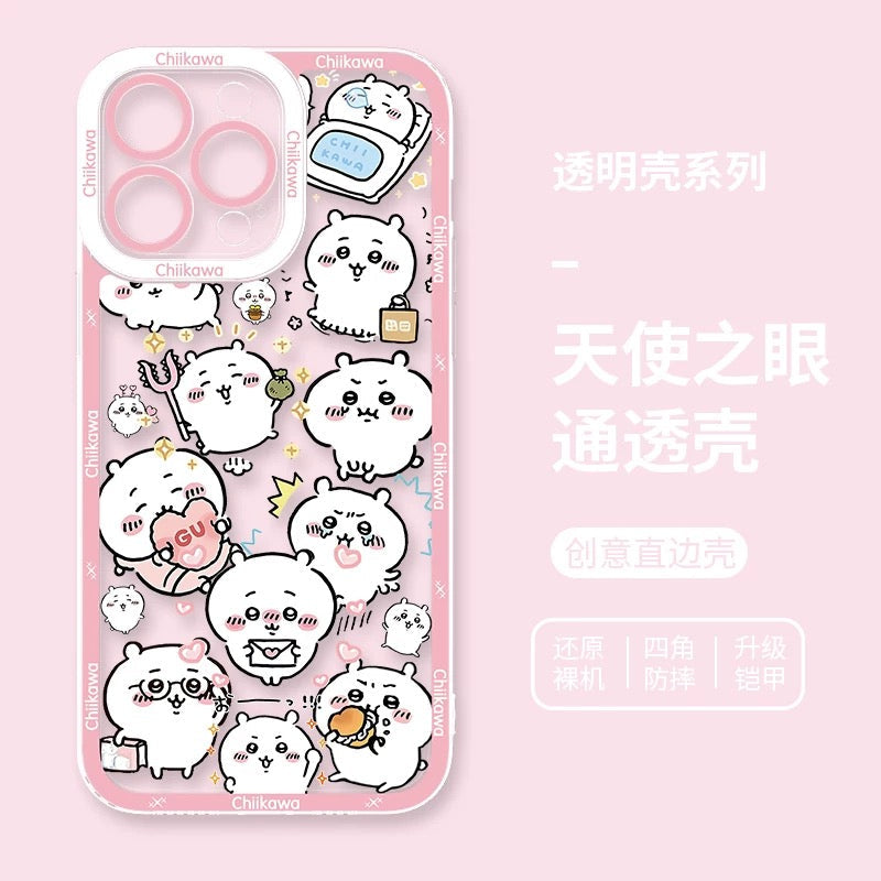 Japanese Cartoon Chiikawa Daily Emo Version | Chiikawa Hachiware Usagi Momonga - iPhone Case PLUS SE2 XS XR X 11 12 13 14 15 16 16e 17 17e Pro Promax 12mini 13mini
