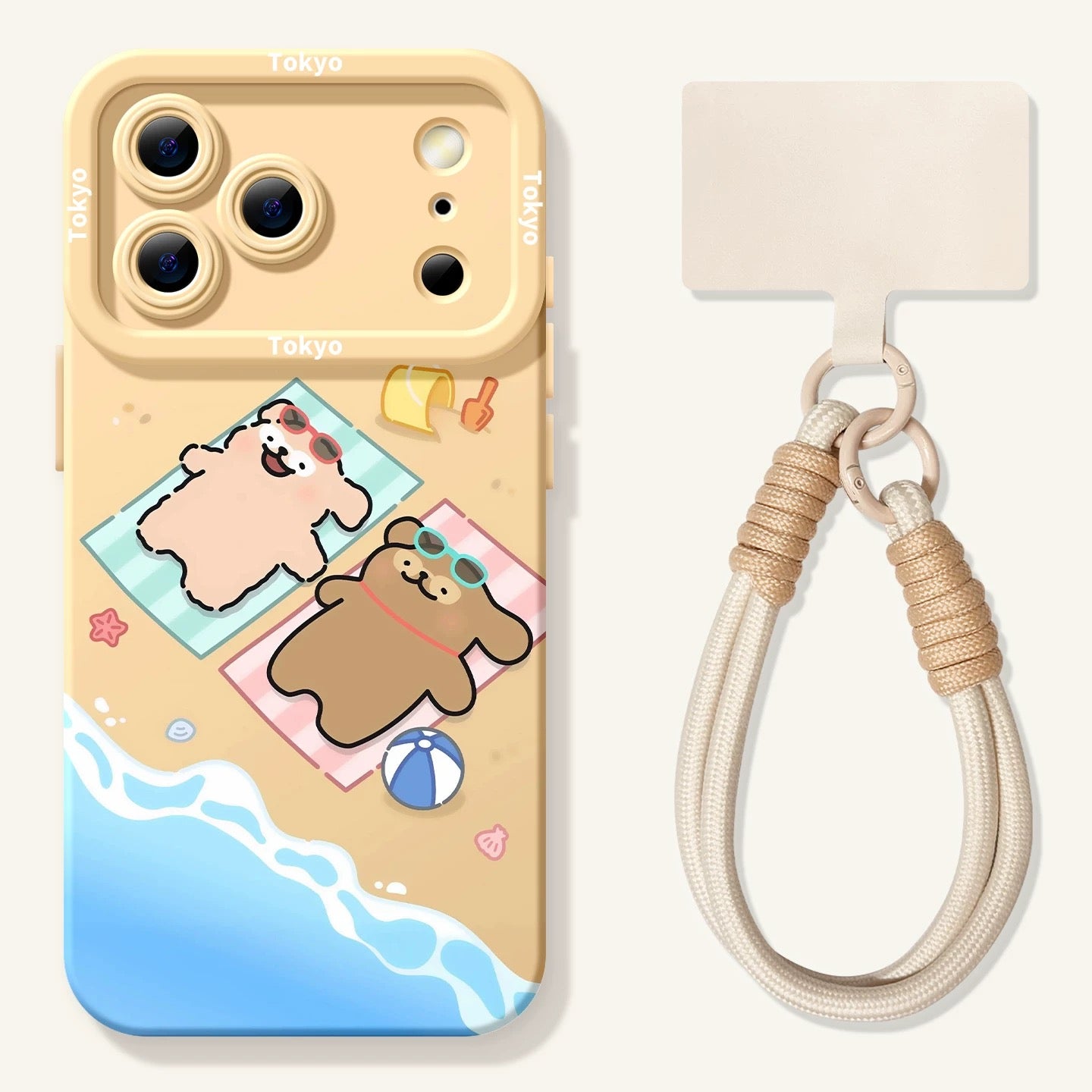 Cute Cartoon Doggie Maltese Puppy Silicon Phone Case | Sunshine on Beach with Strap - Phone Case Samsung Galaxy S26 S25 S24 S23 S22 S21 FE Ultra Edge