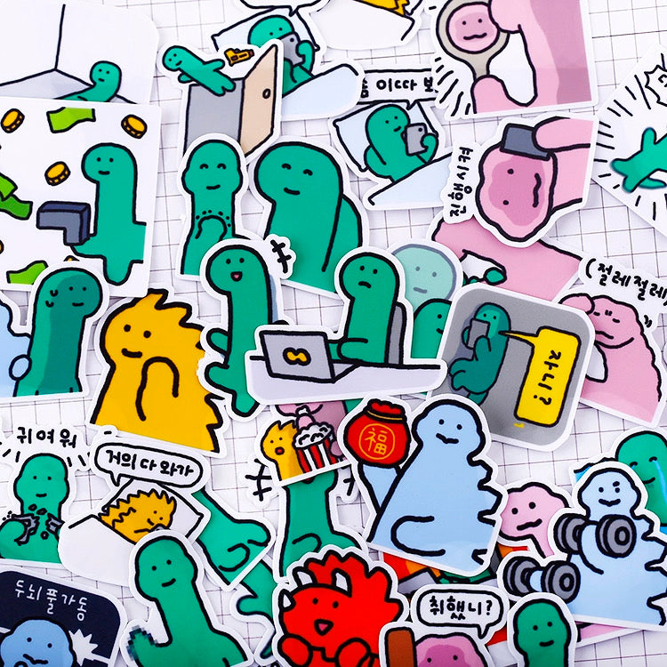 Set of 40 Pieces Cute Little Dinosaur Joguman | Stickers B - DIY Journal Craft Diary Art Scrapbook Laptop Luggage Decal Cute Animal Pack