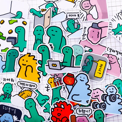 Set of 40 Pieces Cute Little Dinosaur Joguman | Stickers B - DIY Journal Craft Diary Art Scrapbook Laptop Luggage Decal Cute Animal Pack
