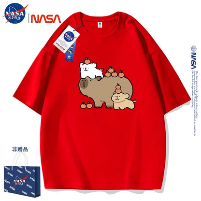 Cute Cartoon Doggie Maltese Puppy Style T-Shirt Series | Maltese Play with Capybara Part1 - Kawaii Fashion Items for Child & Adult Matching outfits for Parents and Children