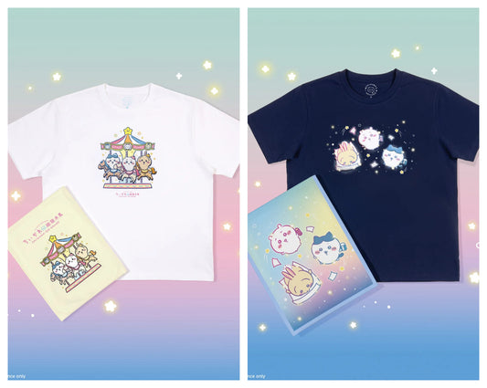 [Per-order] ChiiKawa ChiiKawa Go Round Limited Series | ChiiKawa Hachiware Usagi Riding Carousel Cotton T Shirt - Kawaii items Room Decoration Doll