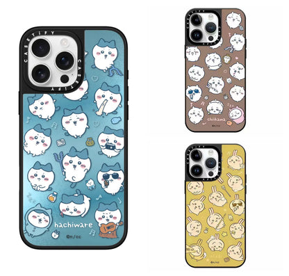 Japanese Cartoon ChiiKawa Mirror Phone Case | ChiiKawa Hachiware Usagi Medley Fun Pose Colour Full Screen - iPhone Case 11 12 13 14 15 16 17 Pro Promax
