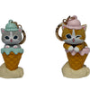 Miniso X もふさんど アイスクリームシリーズ | もふさんど アイスクリームコーンコスチューム 猫ちゃん可愛いプラスチックドールキーホルダー - カワイイグッズ 部屋の飾り付け