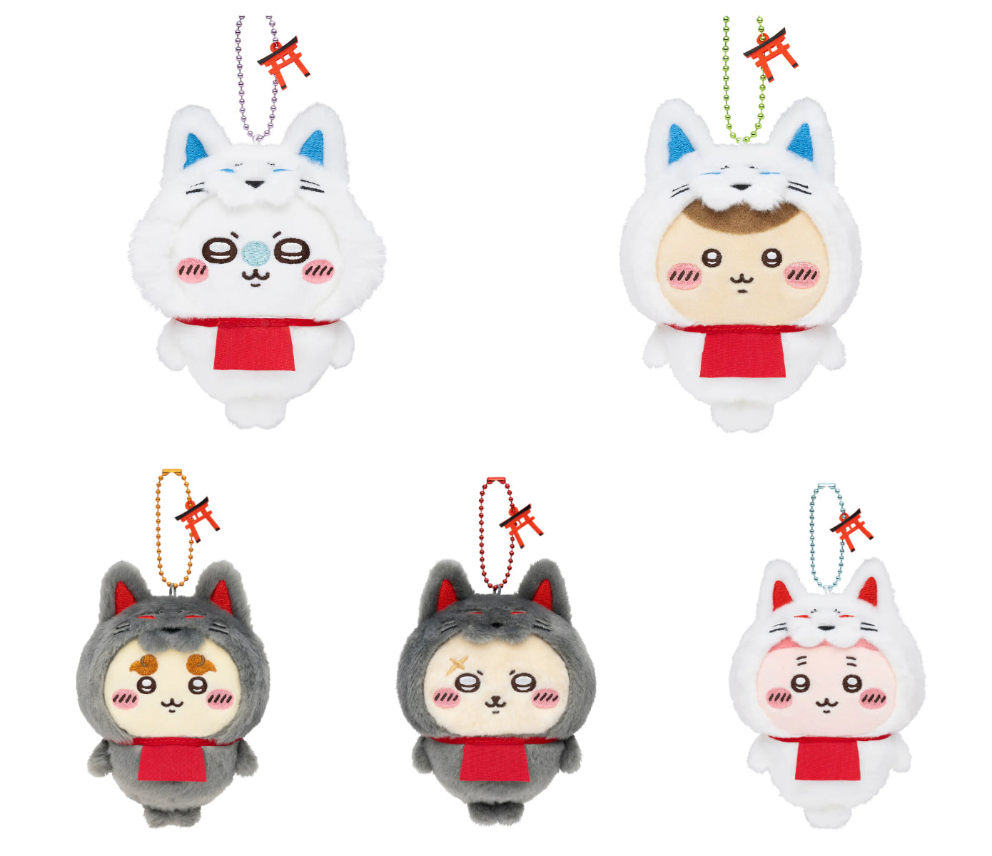 Japan ChiiKawa Kyoto Limired Japanese Folklore Kitsune | Momonga Kurimanju Rakko Shisa Crab Keychain Doll Kawaii items Room Decoration
