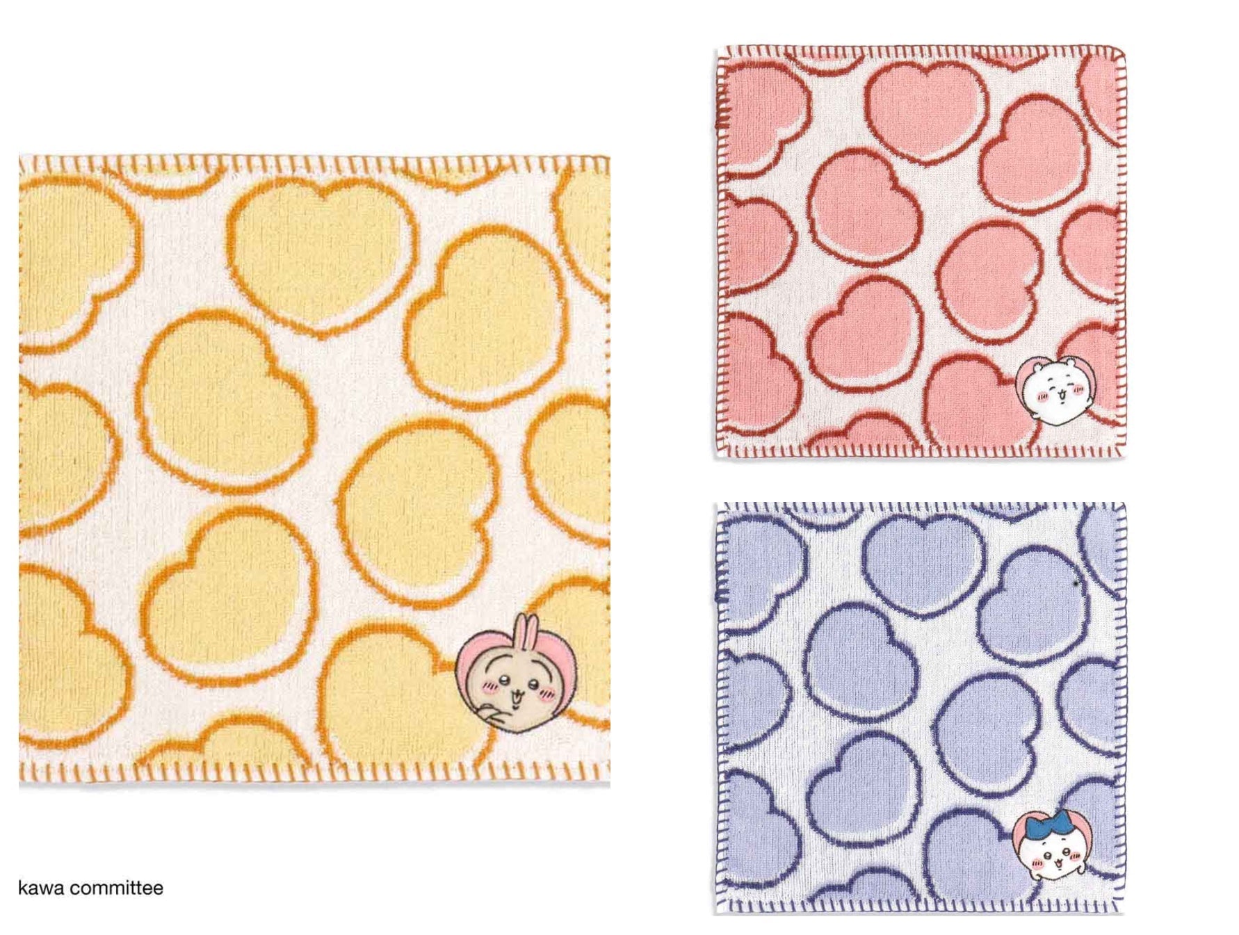 Japan ChiiKawa Heart Series | ChiiKawa Hachiware Usagi Heart Series Handkerchief Hand Towel - Kawaii Cute Item WinnieTheBirds Toy Shop