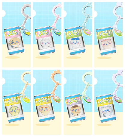 ChiiKawa X Miniso Fruit Market Series Fruit Market Soft Drink Can Keychain Blind Box | ChiiKawa Hachiware Usagi Momonga Kurimanju Rakko Shisa Crab Soft Drink Can Keychain Blind Box - Kawaii Items Room Decoration Mystery Box
