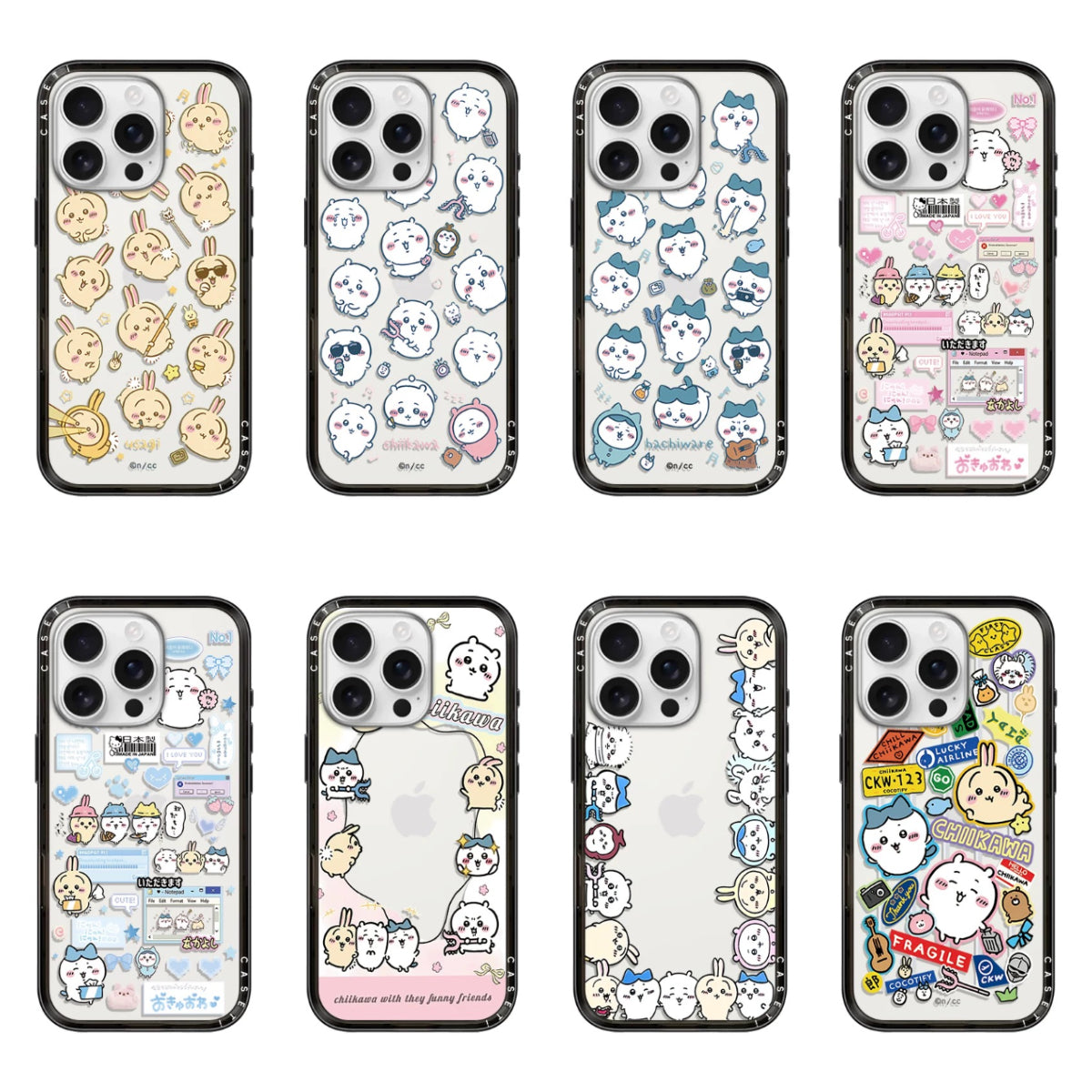 Japanese Cartoon ChiiKawa Clear with Transparent Black Frame New Version Case | Cute Icon & Friends 8 Styles ChiiKawa Hachiware Usagi - iPhone Case 13 14 15 16 17 Pro Promax