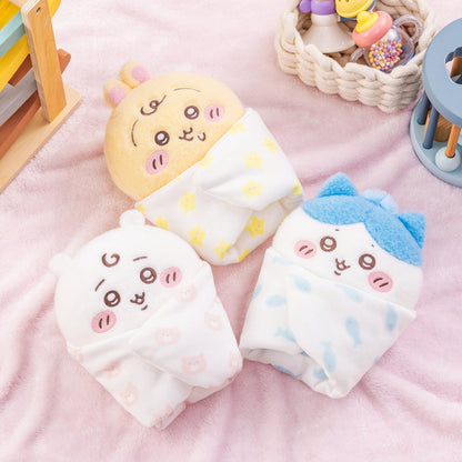 Japan ChiiKawa Baby Series | ChiiKawa Hachiware Usagi Cute Baby Plush Doll with Swaddle - Kawaii items Room Decoration Doll