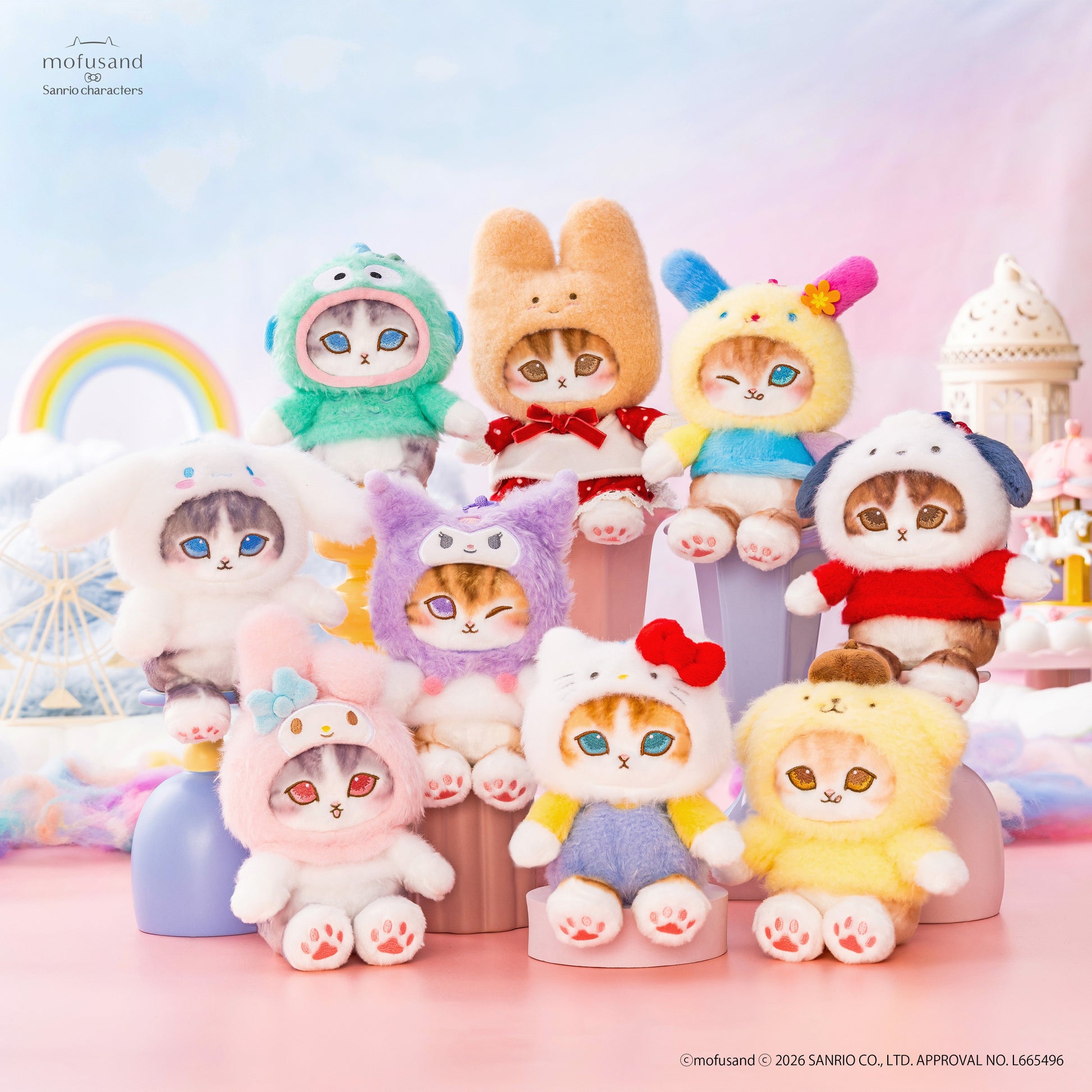 Mofusand X Sanrio Series | Mofusand Cat Crossover Sanrio Characters Cute Mascot Plush Doll Keychain - Kawaii items Room Decoration Doll