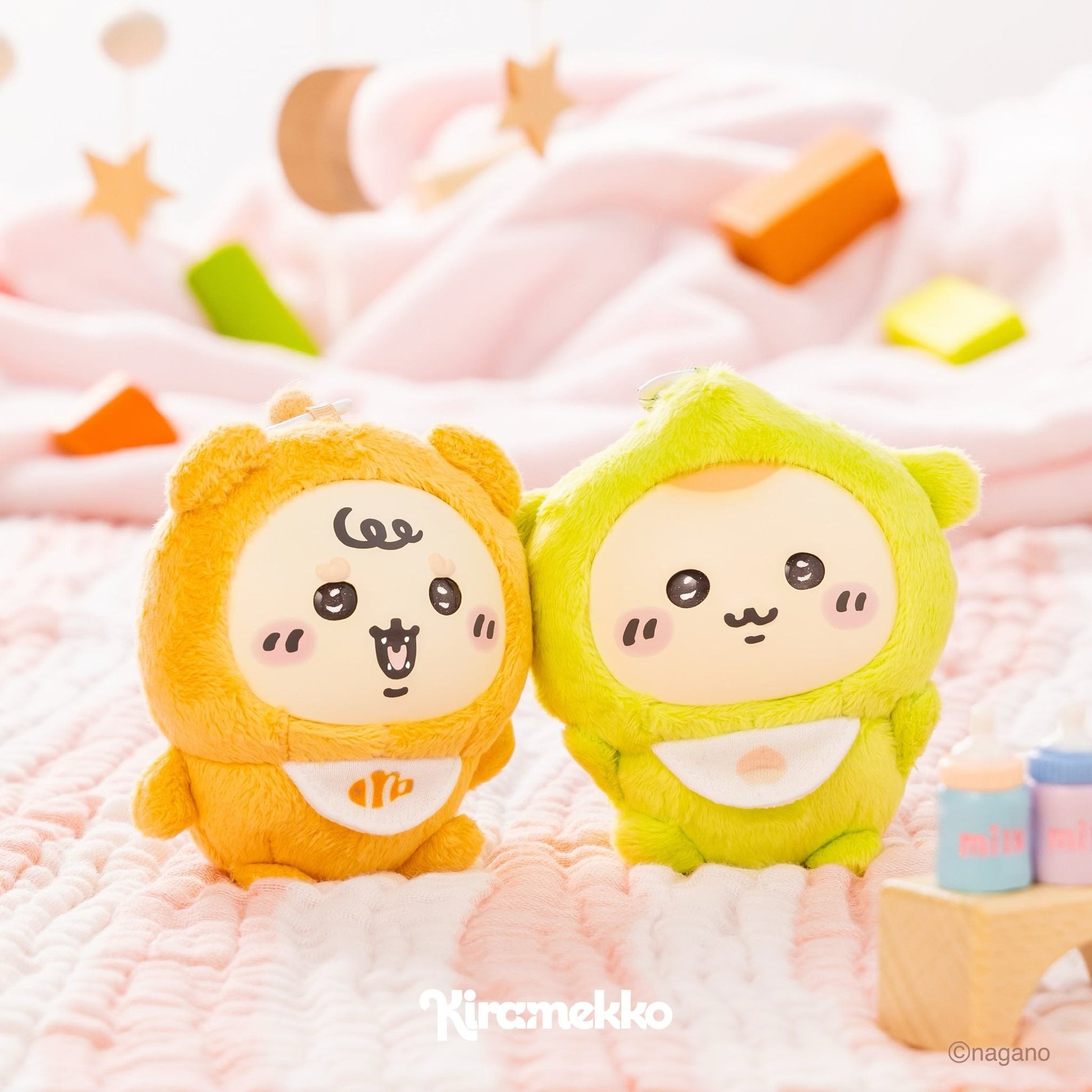 Japan ChiiKawa Kiramekko Baby Series | ChiiKawa Hachiware Usagi Momonga Kurimanju Rakko Shisa Crab Cute Plush Doll with Plastic Face Keychain - Kawaii items Room Decoration Doll
