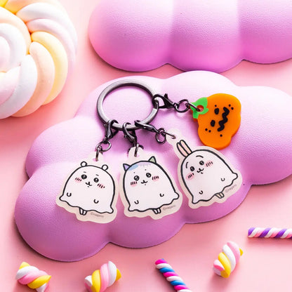 Japan ChiiKawa ChiiKawa Park Halloween Series | ChiiKawa Hachiware Usagi in Ghost Costume Cute Glow In Dark Keychain - Kawaii items Room Decoration
