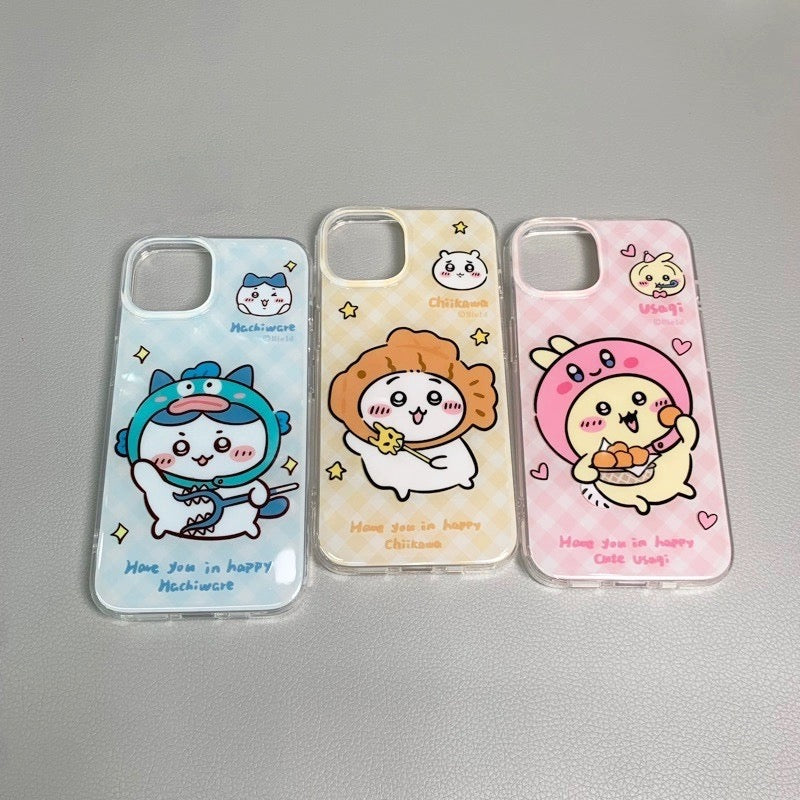 Japanese Cartoon ChiiKawa Hachiware Usagi X Kirby Hangyodon iPhone Case 11 12 13 14 15 Pro Promax WinnieTheBirds Toy Shop