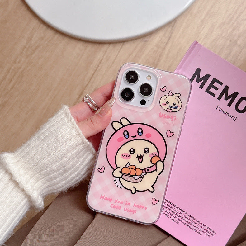 Japanese Cartoon ChiiKawa Hachiware Usagi X Kirby Hangyodon iPhone Case 11 12 13 14 15 Pro Promax WinnieTheBirds Toy Shop