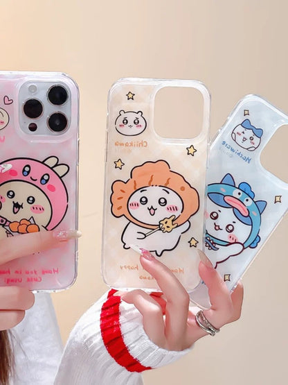 Japanese Cartoon ChiiKawa Hachiware Usagi X Kirby Hangyodon iPhone Case 11 12 13 14 15 Pro Promax WinnieTheBirds Toy Shop