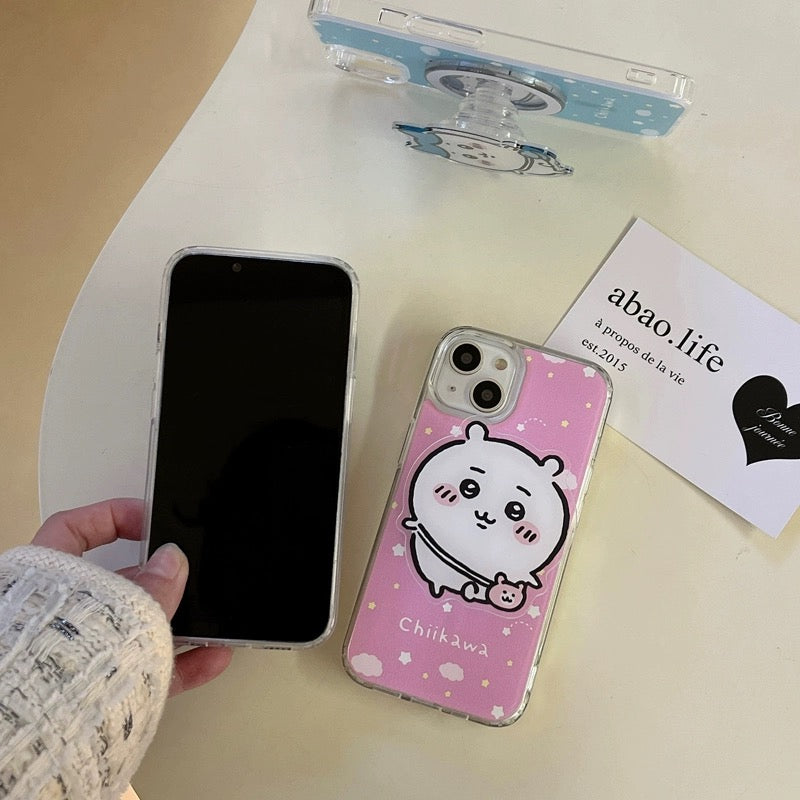 Japanese Cartoon ChiiKawa Hachiware Usagi with Stand iPhone Case 11 12 13 14 15 16 Pro Promax WinnieTheBirds Toy Shop