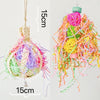 Colour Takraw 15cm Big Ball Shape Corn Leaf with Raffia Paper Parrot Toys Hanging Toy Handmade Bird Toys Organic Bird Cages for Small Medium Parrot