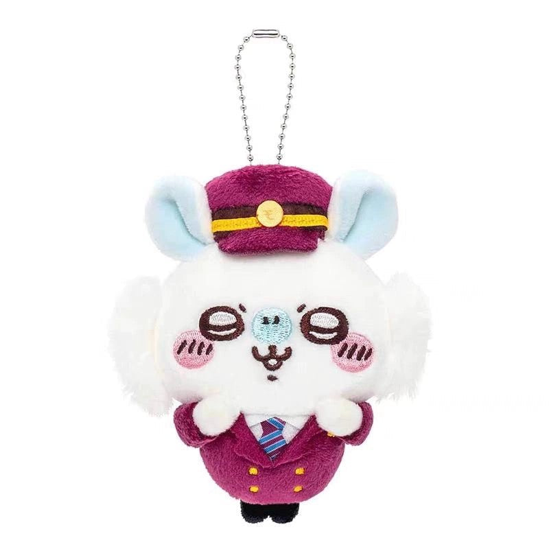 Japan Chiikawa X Hankyu Railway | Train Steward ChiiKawa Hachiware Usagi Momonga Kurimanju Shisa- Mini Plush Doll Keychain WinnieTheBirds Toy Shop