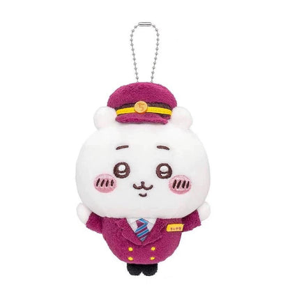 Japan Chiikawa X Hankyu Railway | Train Steward ChiiKawa Hachiware Usagi Momonga Kurimanju Shisa- Mini Plush Doll Keychain WinnieTheBirds Toy Shop