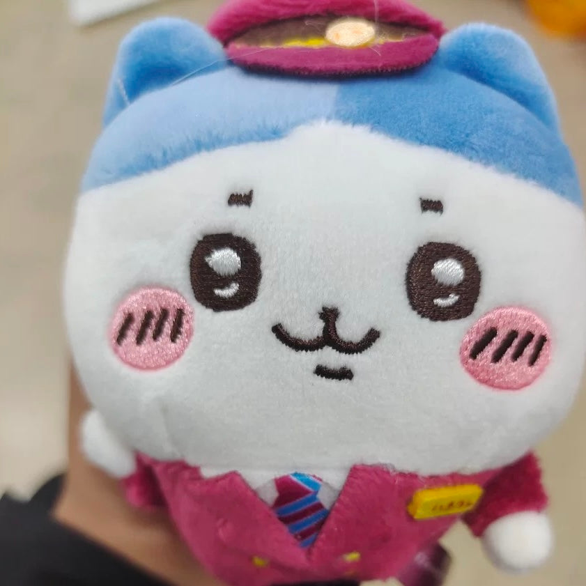 Japan Chiikawa X Hankyu Railway | Train Steward ChiiKawa Hachiware Usagi Momonga Kurimanju Shisa- Mini Plush Doll Keychain WinnieTheBirds Toy Shop