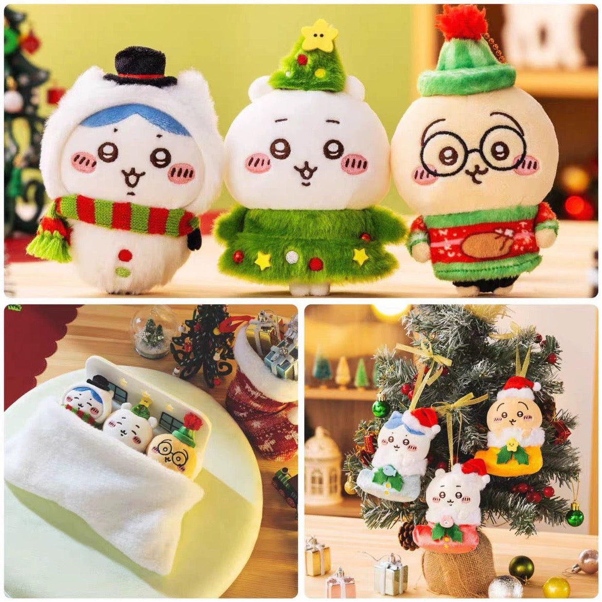 Japan ChiiKawa Merry Chrismas Edition | ChiiKawa Hachiware Usagi - Mini Plush Doll keychain WinnieTheBirds Toy Shop