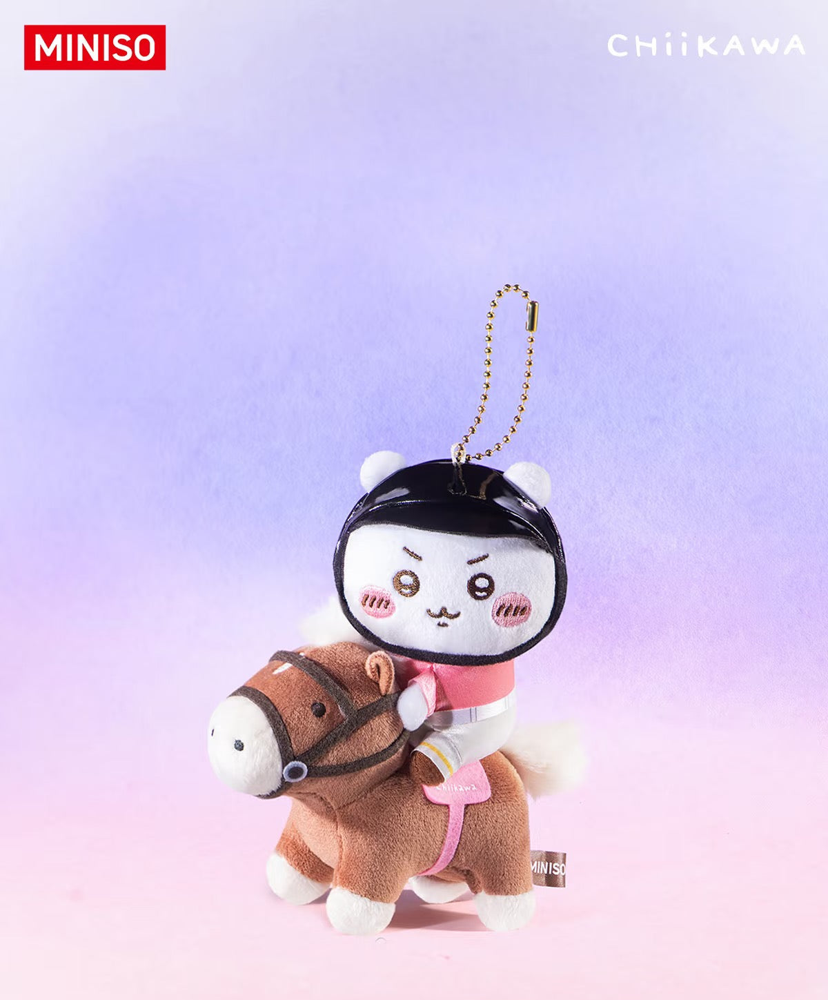 ChiiKawa X Miniso Horse Riding Series | ChiiKawa Hachiware Usagi Momonga Kurimanju Rakko Shisa Crab Cute Riding Horse Plush Doll Keychain - Kawaii Items Room Decoration Doll